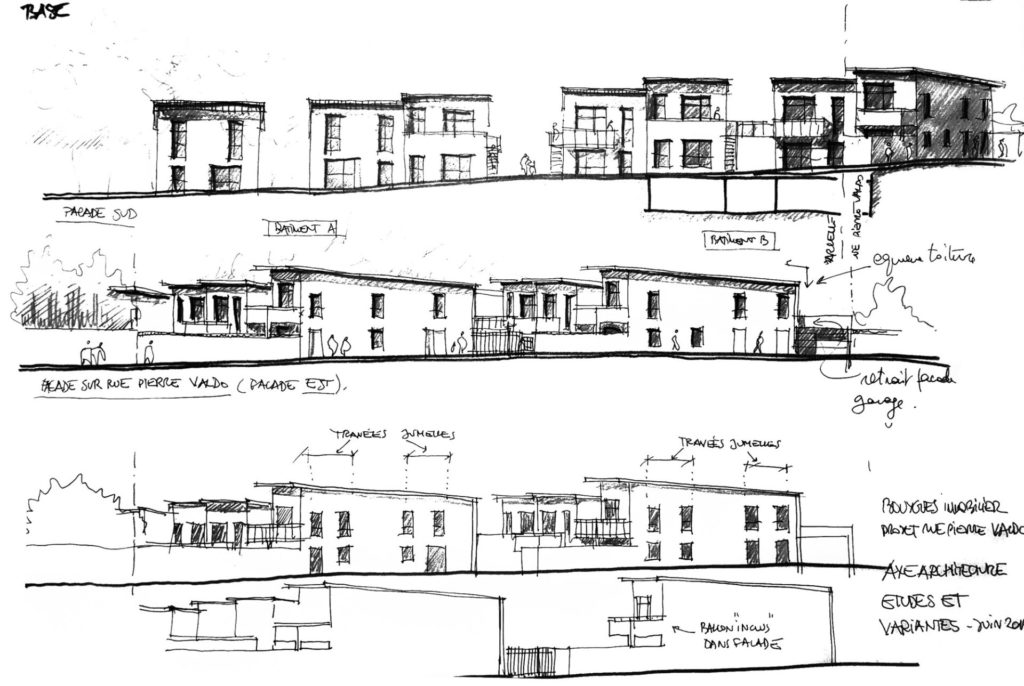 Axe Architecture - Agence d'architecture à Lyon - croquis du projet Secret de Jade